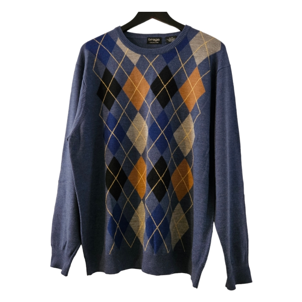 Braga Men's merino wool argyle sweater